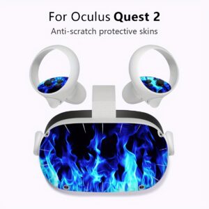 Blue Flame Pattern Self-Adhesive PVC Skin for Ocstexus Quest 2 Headsets - Durable, Scratch-Resistant, Easy to Remove, Compatible with Precise Touch Controls, Gaming Accessories|Flame Pattern Skin|Durable PVC Material