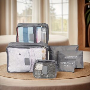 6pcs Travel Organizer Set for Luggage - Versatile Packing Cubes with Mesh Compartments, Ideal for Clothes, Shoes & Camping Gear, Polyester Storage Bags, Packing Cube Organizer, Stuff Sacks