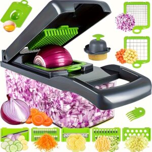 16-in-1 Professional Manual Vegetable Chopper, Plastic Kitchen Slicer for Onion, Durable Food Chopper for Restaurants, No Power Supply Needed