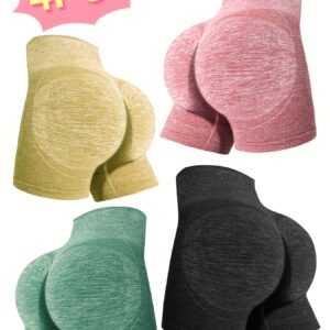 4pcs Women's Butt Lift and Shaping Shorts, Yoga Pants, Non-Padded, Suitable for Sports and Casual Fitness