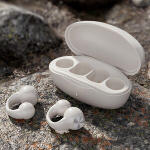 GENAI J01 Wireless Earbuds, Open Ear Clip Headphones, Touch Control Volume, Noise Cancelling Voice Call, Sports Exercise Earphones, Condenser Microphone, Type-C USB Charging, Non-Waterproof, for Cellphones, Adult - Rechargeable Lithium Polymer Battery