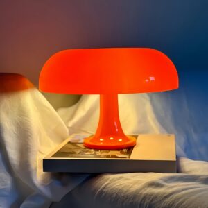 1pc Orange LED Mushroom Lamp - USB-Powered Decorative Night Light with Warm Glow for Bedroom, Kitchen, or Study, Modern Ambient Lighting for Cozy Spaces, Bedroom Lighting | Whimsical Lamp Design | Glossy Finish Lamp, Table Lamp for Bedroom