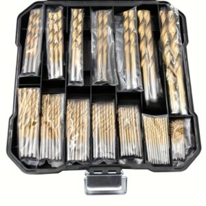 50pcs Titanium Coated High-Speed Steel Drill Bits Set, 135° Spiral Shank, 1/25" to 1/8" Sizes - Ideal for DIY Crafts, Woodworking, Carving, Jewelry Making - Metal Cylindrical Drill Bits in Black Plastic Case, Crafting Tools | Organized Drill Bit Set | Durable Drill Bits, Drill Bits for Crafts