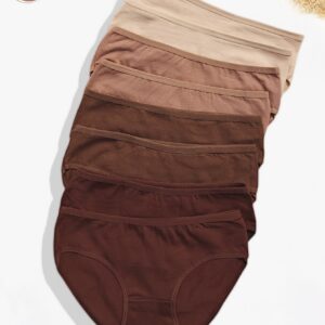 8pcs Women'S Mid-Rise Briefs - Soft, Breathable Stretchy Underwear in Solid Colors, Comfortable Elastic Waistband for Casual & Wear, Everyday Comfort Wear|Simple Design|Breathable Fabric