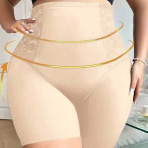 Women's Plus Sexy Shapewear Shorts, Plus Size Hot Lace Stitching Tummy Control Slimming Shorts
