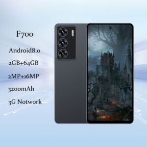 F700 Smartphone - 6.56" Large Screen, 3200mAh Battery, Dual SIM Card Slots, Face Recognition, Android 8.0, Gothic Castle Design, 3G WCDMA: 850MHz/2100MHz, Includes Phone Case & USB-C Cable