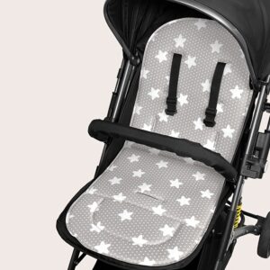 1pc Breathable Polyester Fiber Baby Stroller Cushion, Universal Fit for Most Infant Carriage Models, Comfortable Support for 0-3 Years Old Toddlers, Light Grey Polka Dot/Star Pattern