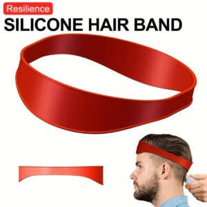 Men's Red Silicone Haircut Band - Flexible, Curved Hair Trimming Guide for DIY Home & Travel Use, Soft Grip Hair Styling Tool