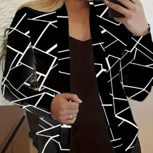 New Women'S Cardigan with Geometric Print Jacket