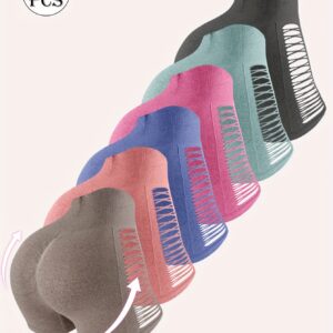 6pcs High-Waisted Seamless Yoga Shorts for Women - Stretchy, Breathable Running & Outdoor Fitness Shorts in Assorted Colors - Nylon & Elastane Blend for Comfort & Support, High Waisted Shorts