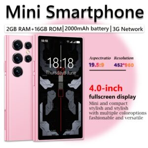 4-inch HD Screen Mini Smartphone, Face Unlock + Dual SIM, 2GB RAM + 16GB ROM, 2000mAh Long Battery Life, 5MP High-Quality Camera, Essential Travel Phone, Backup Phone, Portable Compact Phone, Perfect Gift for Girls