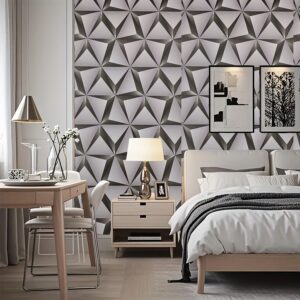 1 roll of 3D stereoscopic pattern wallpaper, home decoration wallpaper, Nordic modern minimalist style TV background wall paper, suitable for small apartment expansion and space layering bedroom living room dining room background, office exhibition hall layout
