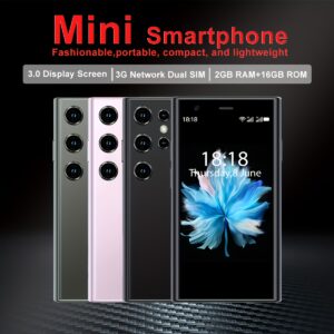 Mini Smartphone 3.0" Display Screen 3G Network Dual SlM 2GB RAM 16GB ROM 900mAh Battery Long Standby Support multiple national languages with 2MP camera Dual SIM Standby with Face recognition Whats App Play Store Small Size Student Phone