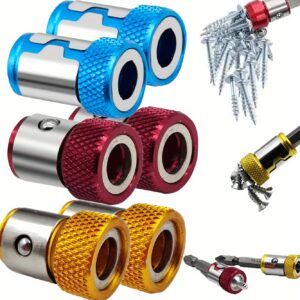 3-in-1 Magnetic Screw Ring Drill Bits, Anti-Slip Magnetic Alloy, for Hex Wrenches and Power Drills, 3 Colors, Universal Alloy Screwdriver Bits, No Power Required, Metal, Flat Head, Home Renovation Tools