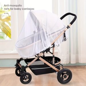 All-Season Carriage Mosquito Net - White Polyester Blend, Universal Anti-Mosquito Net for Strollers and Car Seats, Large Encrypted Mesh for Young Children, Stroller Accessory | Modern Stroller | Durable Stroller