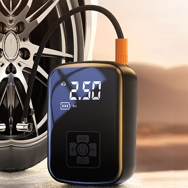Ultra-Fast 150PSI Cordless Tire Inflator with LED Light & Digital Display - Portable Air Compressor for Car, Motorcycle, Bicycle & Sports Ball Pumps, Durable ABS Material, Rechargeable 18650 Lithium Battery, USB Type-C Cable Included, Quick Inflation System for Vehicles, Portable Tire Inflato