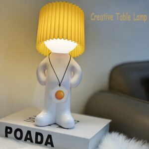 Dimmable Acrylic Table Lamp with LED Lights, Push Button Control, Non-Waterproof Polished Surface, Creative Shy Man Design, Artistic Decoration, Ideal for Indoor Reading and Festivities, Sans Cord