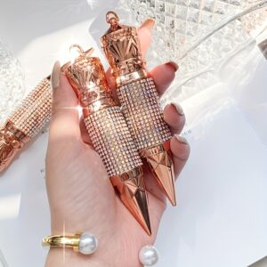 [Metallic Finish] Luxe Curl & Lift Mascara - Waterproof, Smudge-Proof for Thick, Elongated Lashes, Rose Golden Tube with Diamond Accents, Black, Suitable for All Skin Types, Smudgeproof Makeup|Luxury Cosmetic Item|Intricate Detailing, Mascara Volume And Length