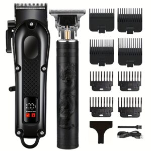 Men'S 2-in-1 Electric Shaver and Hair Clipper with USB Charging, Beard Trimmer, 8 Limit Combs, T-Blade Design, ABS Body, Ideal for Daily Grooming and Gifts