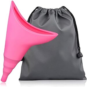 Portable Women's Urinal with Reusable Funnel and Leak-Proof Design - Pink, Includes Gray Drawstring Bag for Easy Storage - Perfect for Camping, Hiking, and Travel, Camping Gear | Discreet Urinal | Durable Construction, Toiletry Travel Bag