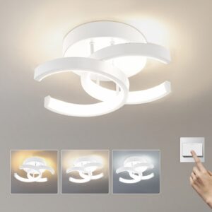 1pc Modern Minimalist Arc LED Ceiling Light, 3000-6000k Adjustable LED Ceiling Light, Black/White Metal Design, Wide Voltage Hardwired, for Hallways, Kitchens, Bathrooms, Stairs, Balconies, and Indoor Lighting, Indoor Lighting Solution|Sleek Ceiling Light|Adjustable Color Temperature, LED Ceiling Lights