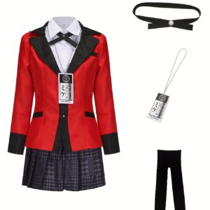 Kakegurui Cosplay Costume Set - Snake Kiki, Miko & Peach Kiki, Roruqi & Kiki Yamihi, Full Jacket, Shirt & Skirt