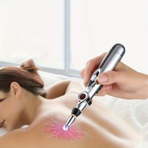 New Model: a Portable Silver Massage Pen with Battery, Acupuncture Pen for Point Massage.