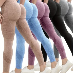 5-Pack High Waist Pants With Breathable Mesh Panels, High Elasticity, Seamless Design, Running, Outdoor Activities