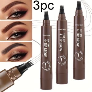 3pcs Four-pronged Eyebrow Pencil for Beginners Can Easily Get on It Super Fine Waterproof Eyebrow Pencil Four-pronged Head Design Accurately Defined Natural Brow Waterproof Sweatproof Non-smudging Long-term Makeup Creation All-Day Wear Easy to Use Design Anytime Anywhere Makeup Replacement Can Be Made in Anywhere Super Value