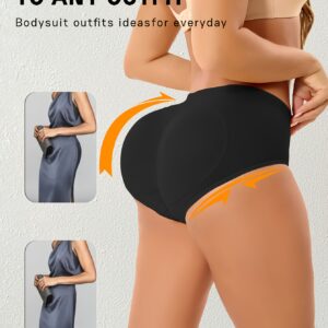 1pc CELILIN Women's High-Waisted Seamless Shaping Underwear with Removable Pads - Tummy Control Butt Lifting Breathable High-Elasticity Machine Washable Black Panties for Casual Attire, Tummy Control Underwear, Comfort Enhancement, Sleek Silhouette, Highelasticity Material
