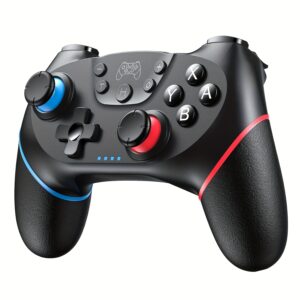 Wireless Professional Controller for Switch, Switch Lite, Switch OLED - Motion Sensing, Adjustable Turbo, Dual Analog Sticks, Blue & Red Accents, Ideal for PC/IOS, Gaming Controller|Ergonomic Design|Adjustable Turbo