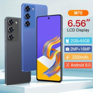 1pc M70 2024 Android Smartphone, 6.56" LCD Display, 2GB RAM, 64GB ROM, Dual SIM, 3200mAh Battery, 3G WCDMA, 720x1280 Resolution, Type-C USB, 9:16 Aspect Ratio, Touchscreen, Facial Recognition, 720p Video, 2MP+16MP Camera, Non-Waterproof, with Wi-Fi - ATT Carrier