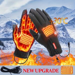 1 Pair of Winter Warm Gloves, USB Heated Hands for Outdoor Sports, Touchscreen Compatible, Double-Sided Heating,Usb Plug-In Use, Can Not Store Electricity, Mobile Use, Please Bring Your Own Mobile Power Supply