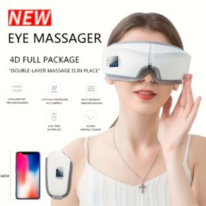 Smart Eye Massager with Heat Therapy - a Portable Rechargeable Device for Eye Relaxation, Featuring Air Pressure And Vibration, 5 Massage Modes, And a Foldable Design, Suitable for Home, Office, And Travel.