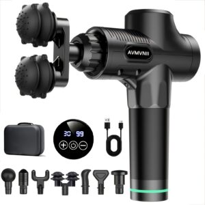 Professional Deep Tissue Massage Gun with 4 Interchangeable Heads, USB Rechargeable, LCD Display, Ergonomic Design for Full Body, Back, and Neck – Ideal for Athletes and Home Use, Massage Tools