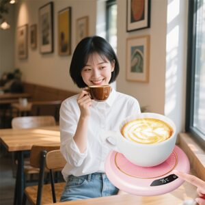 Suitable for coffee cup warmer with temperature display, 2-12 hours auto shut-off, smart candle warmer - ideal coffee gift accessory to keep beverages warm