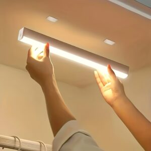 1pc Wireless LED Under Cabinet Light with Motion Sensor, Ultra-Thin Magnetic Strip, USB Rechargeable, PVC Lamp Body, Indoor LED Lighting for Kitchen, Stairs, Hallway, Wardrobes - Ideal for Christmas & Thanksgiving Gifts
