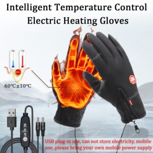 USB Heated Gloves with 3 Temperature Settings, 5V 2A, Touchscreen Compatible, Hand Washable, Woven Polyester, Intelligent Temperature Control, Winter Warmth, No Battery Required