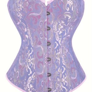 Vintage-Inspired Floral Jacquard Lace-Up Corset Top for Women - Sleeveless, Waist Cincher Shapewear