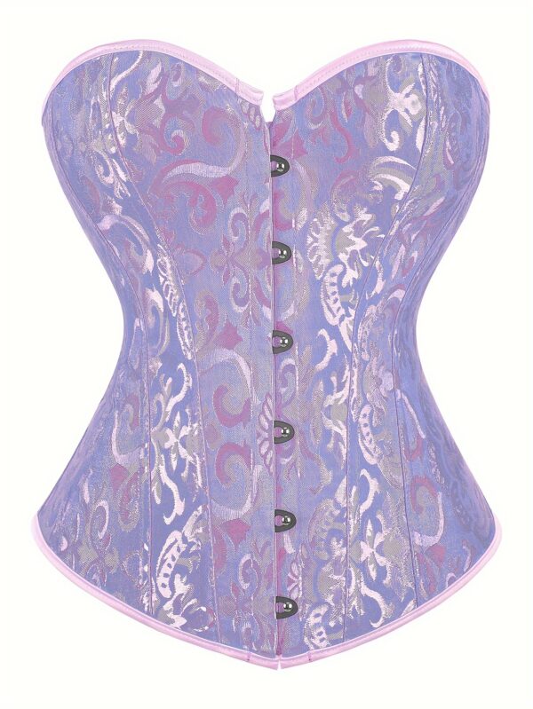 Vintage-Inspired Floral Jacquard Lace-Up Corset Top for Women - Sleeveless, Waist Cincher Shapewear