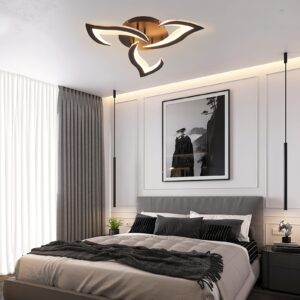 1pc Modern Black & White Floral LED Chandelier, 3000-6000K Color Temperature, Energy-Efficient Indoor Lighting for Living Room, Kitchen, Office, and More - Contemporary Design with Adjustable Dimming, Bedroom Light|Modern Chandelier|Adjustable Dimming