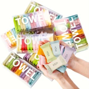 28pcs Portable Compressed Towels - Thick, Quick-Dry, Dual-Use Wet and Dry, Ideal for Travel, Home, and Outdoor Use - Convenient Carry Design, White