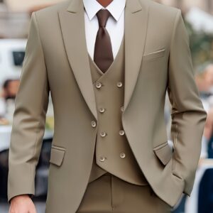 Men'S Classic One Button Suit - 3pcs Suit - Vest - Stylish Formal Business Suit - Suitable for Weddings - Interviews - Weddings - Parties And Gatherings