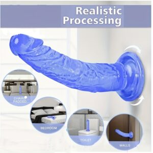 1 Realistic Elastic Simulated Dildo - Strong Suction Cup, Suitable for Hands-Free Play and Stimulation of G-Spot and Anal, 16.03 cm Long, for Men and Couples Use - Adult Toy, Pleasure