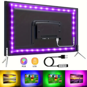 1 Roll RGB TV Background LED Strip Light Lamp, 3 Keys High Bright Control Flexible Adhesive Tape Lamp, Suitable for TV Background, Game Room Decoration Halloween Christmas Eid Al-Adha Mubarak