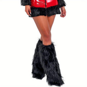 1980s-Inspired Polyester Faux Fur Leg Warmers, Fluffy Boot Cuffs for Women and Girls, 100% Polyester Cosplay Party Accessories, 1 Pair Fuzzy Leg Covers