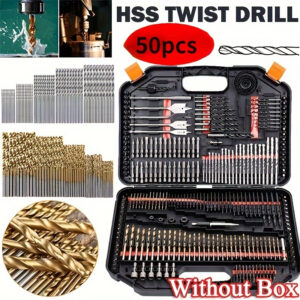 50pcs Titanium-Coated High-Speed Steel Drill Bit Set - Versatile Power Tool Accessories for DIY & Home Projects