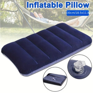 Ultra-Soft Portable Inflatable Pillow 46.99x29.97cm - Easy Air Fill, Snap Closure, Foldable Design for Travel & Home Use