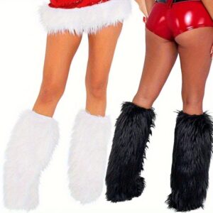 1 Pair of Women'S Elegant Fluffy Leg Warmers, 100% Polyester, 100g/m², 1980s Retro Style, Hand Washable, with Cosplay Party Accessories for Women and, Party Accessories | Playful Design | Soft Fabri