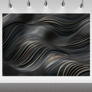 1pc Abstract Super Large Backdrop Banner - Black & Golden Wave Pattern Polyester Fabric, No Electricity Needed for Indoor/Outdoor Use, Perfect for Weddings, Birthdays, Anniversaries, Home Decor & Party Photo Backdrops, Event Decoration, Elegant Design, Durable Fabric, Wall Hanging, Wedding Decorators